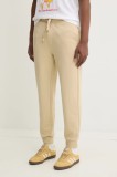 HUGO pantaloni de trening din bumbac culoarea bej, neted, 50489617