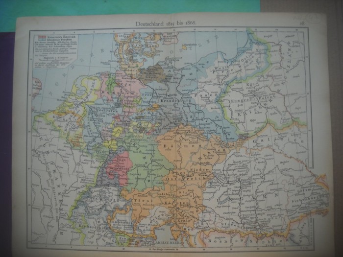 HOPCT DOCUMENT-HARTA VECHE NR 47 GERMANIA 1815-1866 -D=320/250 MM LEIPZIG 1918