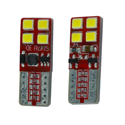 Led bec T10 W5W CANBUS pozitie 8 smd 2835, culoare alb, fara eroare de bec ars foto