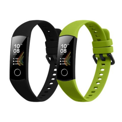 Set 2 Curele Kwmobile pentru Honor Band 5/Band 4, Negru/Verde, Silicon, 59596.06 foto