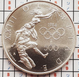 1315 San Marino 500 Lire 1984 Summer Olympics tiraj 52.000 km 168 UNC argint, Europa