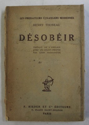 D&amp;eacute;sob&amp;eacute;ir / Henry Thoreau (trad. franceza) foto