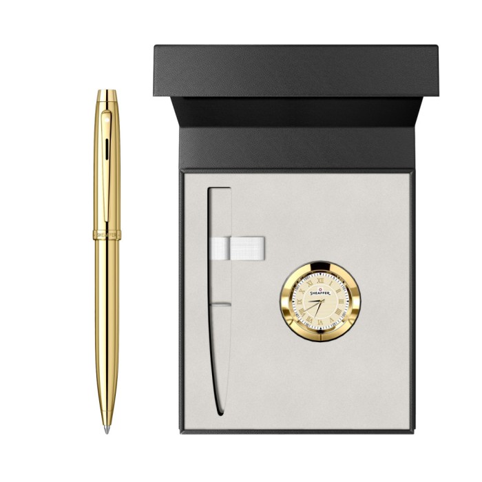 Pix Sheaffer 100 Glossy Gold cu ceas birou