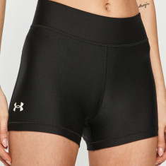 Under Armour pantaloni scurti femei, culoarea negru, neted, high waist