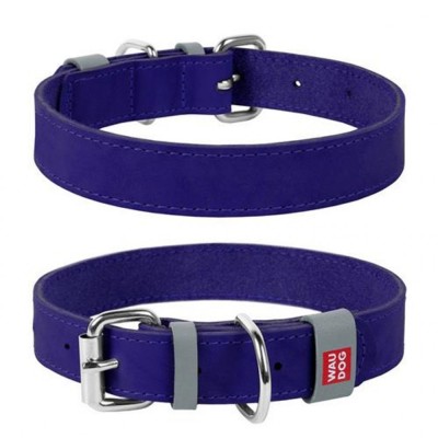 Waudog Classic, Zgarda caini, din piele, l:2.5cm, L:38-49cm, mov, L foto
