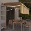 Copertină retractabilă automat stor&amp;LED&amp;senzor galben&amp;alb, 5x3m