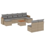 Cumpara ieftin Set canapele de gradina cu perne, 10 piese, bej, poliratan