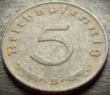 Moneda istorica 5 REICHSPFENNIG - GERMANIA NAZISTA, anul 1941 B * cod 4714