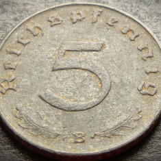 Moneda istorica 5 REICHSPFENNIG - GERMANIA NAZISTA, anul 1941 B * cod 4714