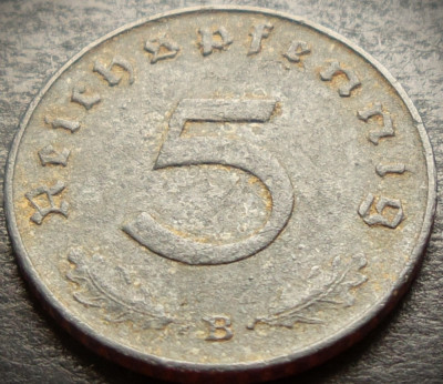 Moneda istorica 5 REICHSPFENNIG - GERMANIA NAZISTA, anul 1941 B * cod 4714 foto