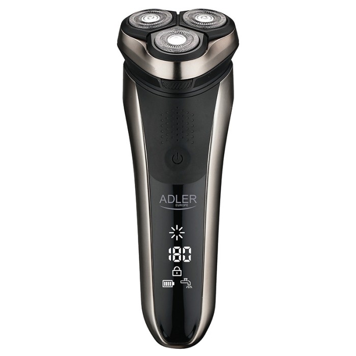 Aparat de ras Rotativ Adler, 3 capete, afisaj LCD, acumulator pana la 3 ore