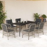 VidaXL Set mobilier de grădină cu perne, 7 piese gri deschis poliratan 3212170