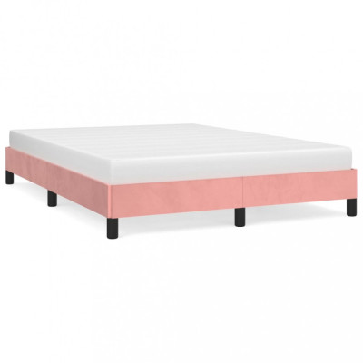 Cadru de pat, roz, 140x190 cm, catifea foto