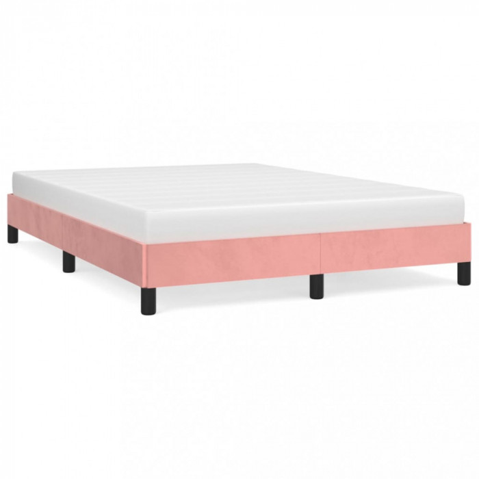 Cadru de pat, roz, 140x190 cm, catifea