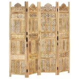 Cumpara ieftin Paravan camera sculptat manual 4 panouri 160x165 cm mango