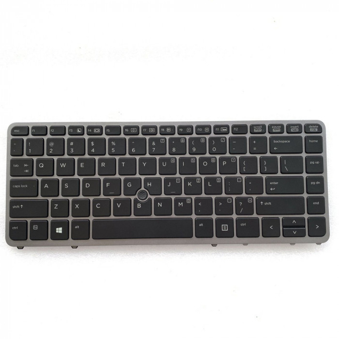 Tastatura Laptop, HP, EliteBook 740 G1, 750 G1, 840 G1, 850 G1, iluminata, cu mouse pointer, 762758-001, layout US