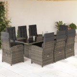 Gossi set mobilier gradina cu perne, 9 piese, gri, poliratan