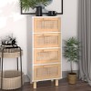 Gossi servanta, alb, 40x30x90 cm, lemn masiv pin si ratan natural