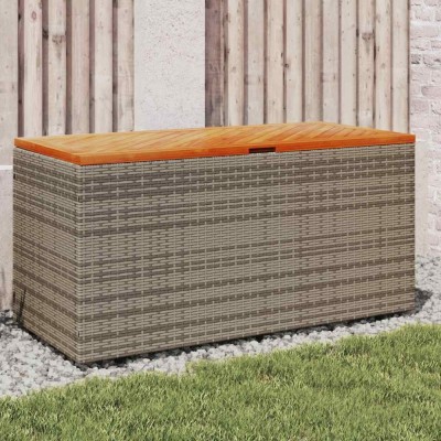 vidaXL Ladă depozitare grădină gri 110x50x54 cm lemn acacia poliratan foto