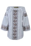 Bluza tip ie dama B23, alb neted/gri , marimea L