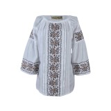 Bluza tip ie dama B23, alb neted/gri , marimea L