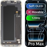 Display cu Touchscreen MP compatibil cu Apple iPhone 17 Pro Max, cu Rama, Versiune Soft OLED FHD 120Hz IC Movable, Negru