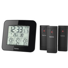 Statie meteo EWS-Trio, Termometru, Higrometru, Functie calendar, Alarma, Ceas DCF, Negru