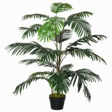 Outsunny Palmier Decorativ din Plastic cu 20 de Frunze, Plantă Artificială &icirc;n Ghiveci pentru Interior și Exterior, Ф18x140 cm, Verde | Aosom Romania