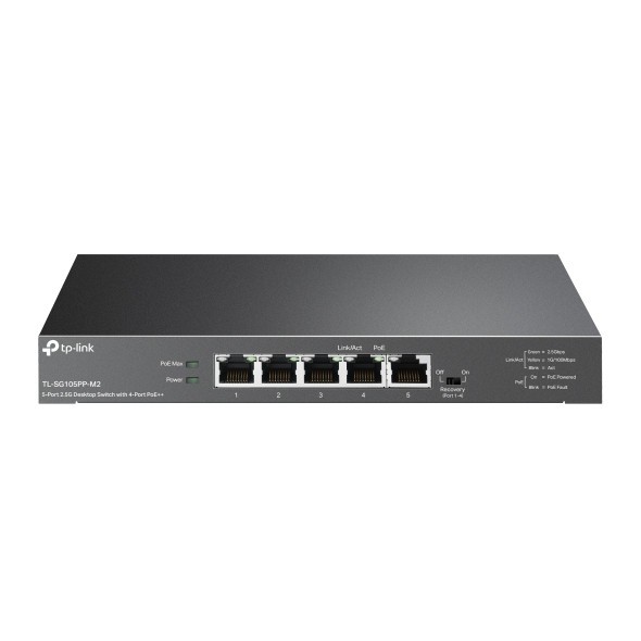 Switch TP-Link, 5-Port 2.5G Desktop Switch with 4-Port PoE++, IEEE 802.3af/at/bt, metalic &quot;TL-SG105PP-M2&quot; (timbru verde 2 lei)
