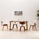 vidaXL Scaune de bucătărie, 4 buc, crem, lemn curbat &amp; piele ecologică