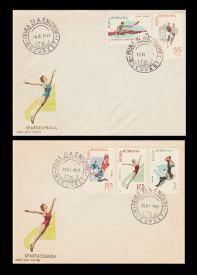 1965 Romania - 2 FDC Spartachiada, LP 616 foto