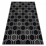 Covor SPRING 20404993 Hexagon sisal, buclat - negru, 160x230 cm, Dreptunghi