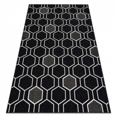 Covor SPRING 20404993 Hexagon sisal, buclat - negru, 160x230 cm foto