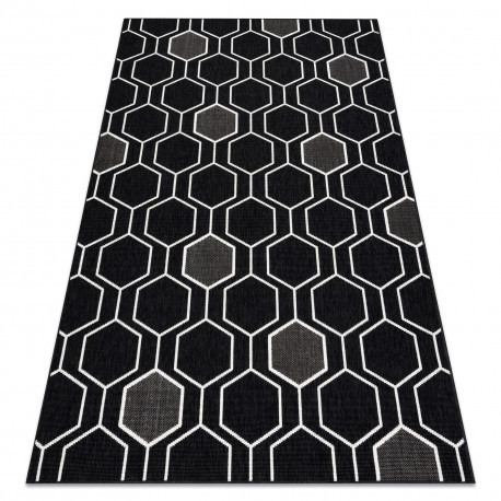 Covor SPRING 20404993 Hexagon sisal, buclat - negru, 200x290 cm