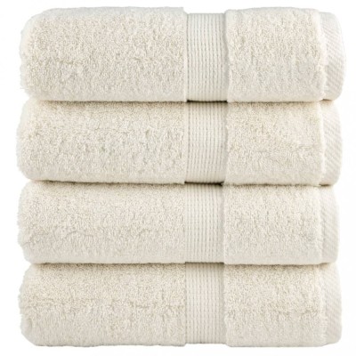 vidaXL Prosoape de baie premium SOLUND, 4 buc., crem, 30x30 cm, 600 g/m&amp;sup2; foto