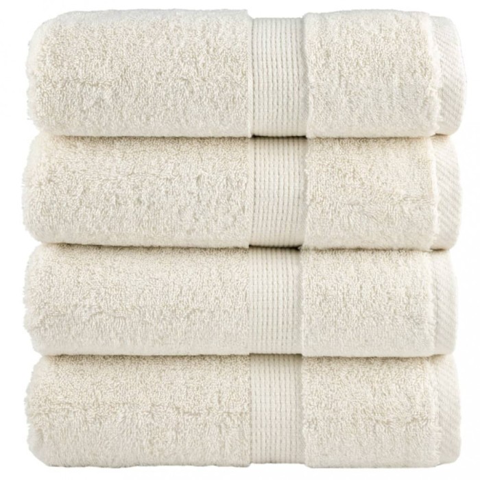 vidaXL Prosoape de baie premium SOLUND, 4 buc., crem, 30x30 cm, 600 g/m&sup2;
