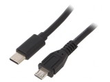 Cablu USB 2.0 USB B Micro la USB C Aurit 1m Negru PVC, Gembird