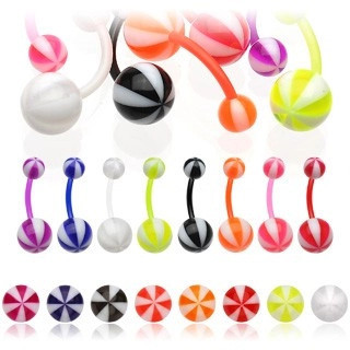 Piercing pentru buric, cu model minge de plajă - Culoare Piercing: Albastru