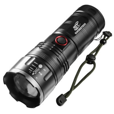 Lanterna de mana P701, LED, zoom telescopic, USB, 150W foto