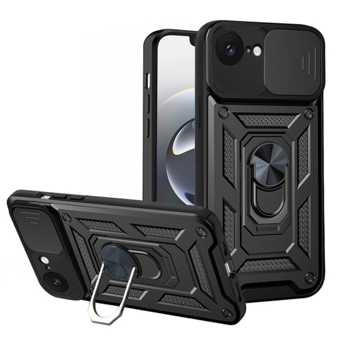 Husa iPhone 16e protectie camera Techsuit CamShield Series, negru