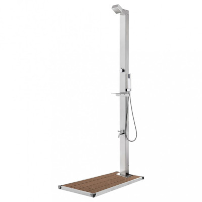vidaXL Duș de grădină cu bază maro, 225 cm, oțel inoxidabil 3070787 foto