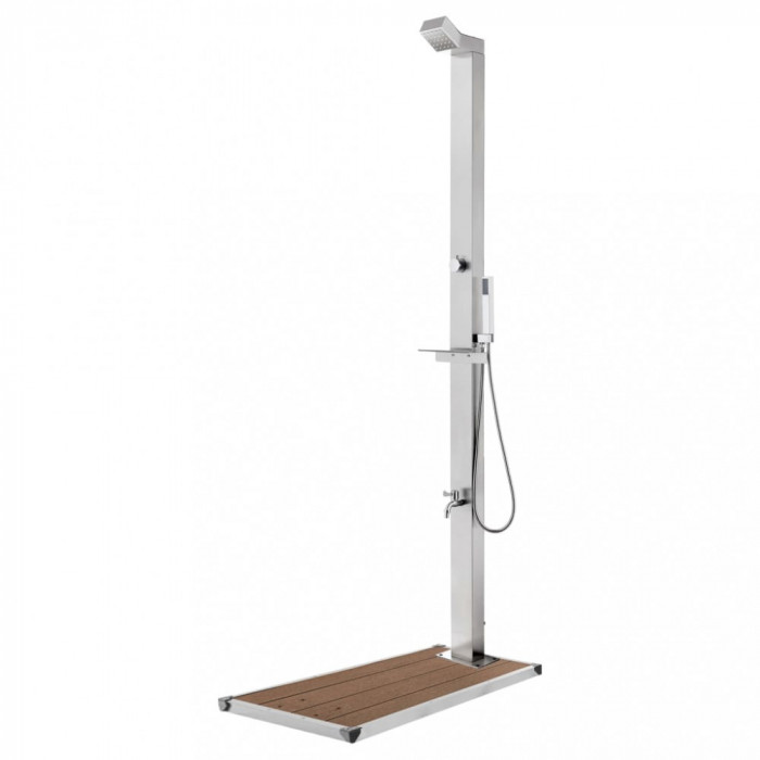 vidaXL Duș de grădină cu bază maro, 225 cm, oțel inoxidabil 3070787