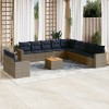 Gossi set mobilier de gradina cu perne, 12 piese, gri, poliratan