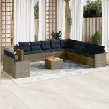 Gossi set mobilier de gradina cu perne, 12 piese, gri, poliratan