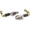 Set semnalizari triunghiulare cromate (brat negru) - sticla transparenta - E-Mark (omologate)