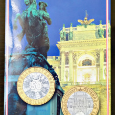 AUSTRIA 50 SCHILLING 1998 PRESEDENTIA UNIUNII EUROPENE BLISTER ORIGINAL BIMETAL