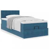 Gossi cadru de pat otoman cu saltea albastru inchis 100x200cm catifea