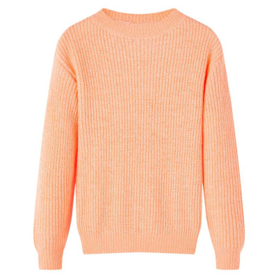 Pulover pentru copii tricotat, portocaliu strălucitor, 140 foto