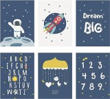 Set de 4 postere cu astronauti ED-Lumos, multicolor, A4
