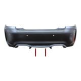 Set bara spate BMW Seria 2 (F22), 03.2014-07.2021, cu catadioptri, cu gauri senzori parcare; grunduit, de vopsit; type M2; cu spoiler; cu gauri pentr